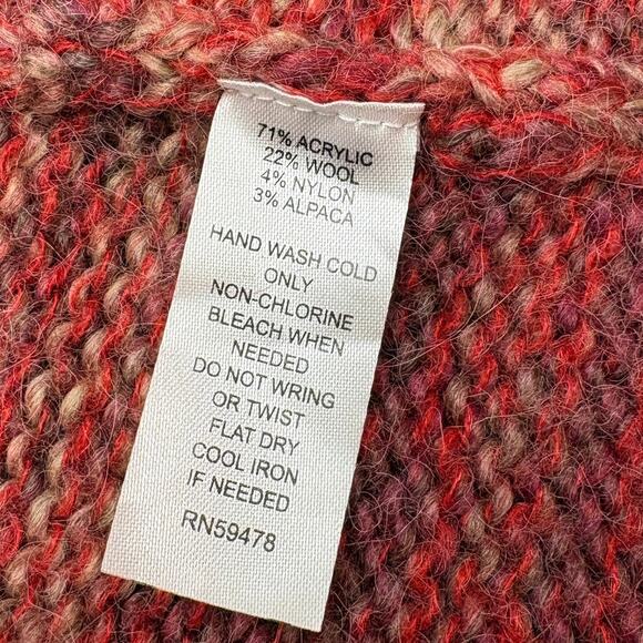Kenar Woman Size 1X Cardigan Sweater Red Pink Wool Alpaca Blend Long Open Front - Picture 6 of 15